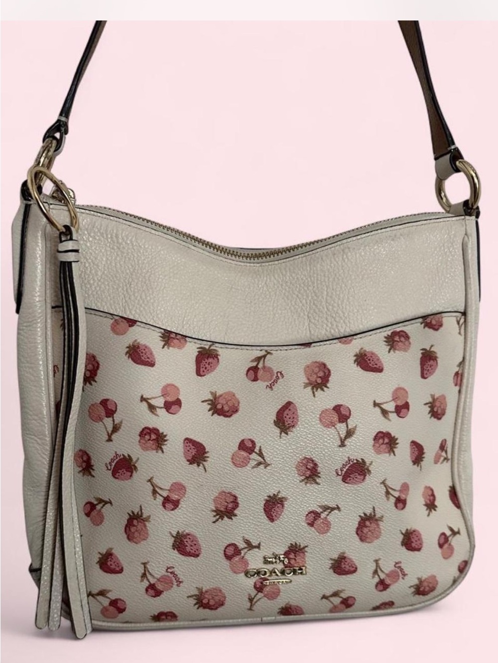 Coach Cream Chaise crossbody Bag with Pink fruit Print 🍓